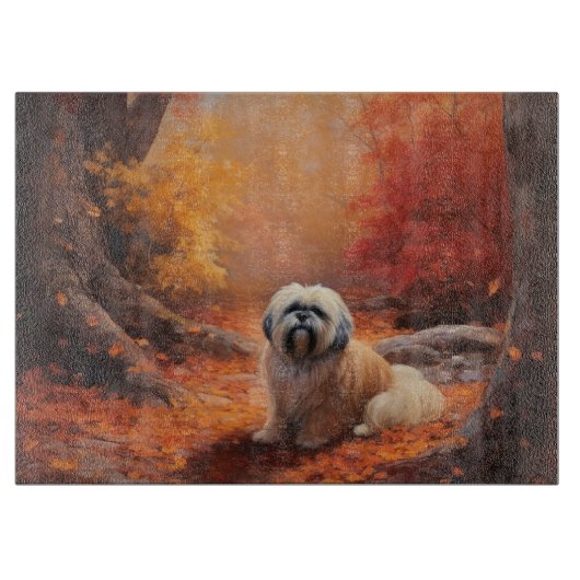 Planche À Découper Lhassa Apso à l'automne Leaves automne Inspire (Devant)
