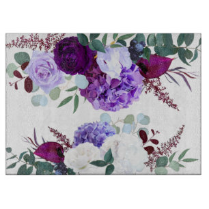 Planche À Découper L'Hibiscus de la Lavande coupée en verre blanc