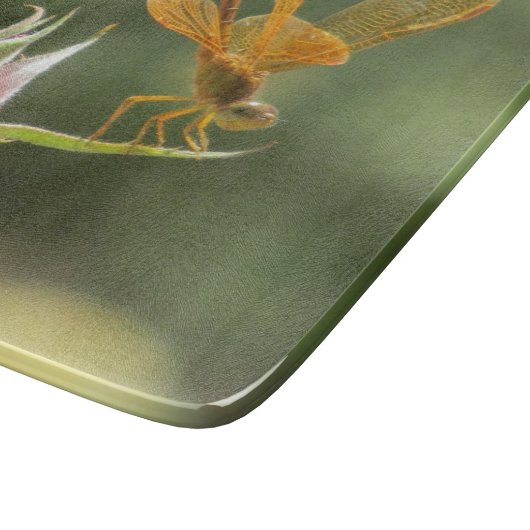 Planche À Découper Libellule orange sur Rosebud rose (Coin)