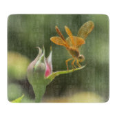Planche À Découper Libellule orange sur Rosebud rose (Devant)