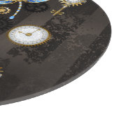 Planche À Découper Libellules Steampunk sur fond rayé marron (Coin)