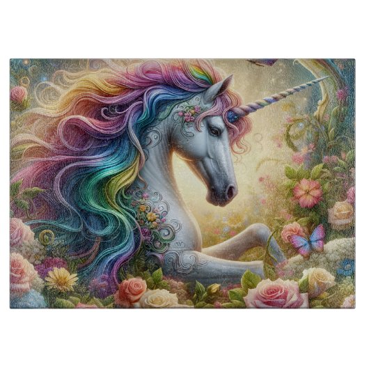 Planche À Découper Licorne Florale Majestueuse (Devant)