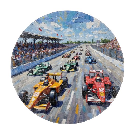 Planche À Découper Life in Motion – Indy Car Racing Oil Painting (Devant)