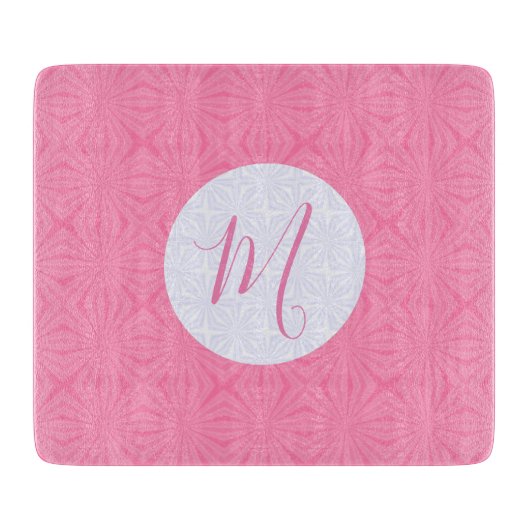 Planche À Découper Light Pink Squiggly Squares Personalized Initial  (Devant)