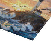 Planche À Découper Lighthouse Ocean Sunset Cutting Board Coastal Art (Coin)
