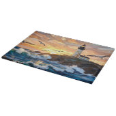 Planche À Découper Lighthouse Ocean Sunset Cutting Board Coastal Art (Coin)