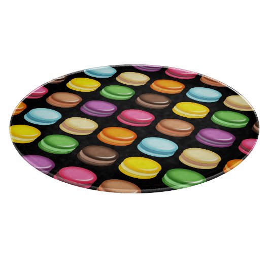Planche À Découper Lignes de Macarons sur noir (Coin)