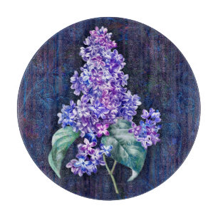 Planche À Découper Lilas pourpre sur fond décoratif marine