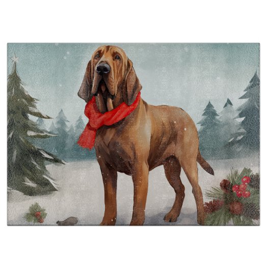 Planche À Découper Limier de Sang dans la neige de Noël (Devant)