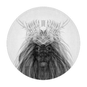 Planche À Découper Lion noir avec couronne Antlers et monogramme