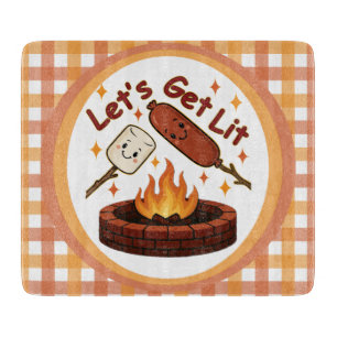Planche À Découper Lit Firepit - mignon Marshmallow & Hot Dog