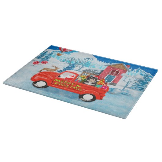 Planche À Découper Livraison de Noël de chien Havanais Camion neige (Coin)