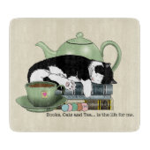 Planche À Découper Livres Thé Chat Cute (Devant)