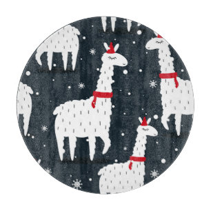Planche À Découper Llamas colorées : Animal neigeux Sans Seamless.