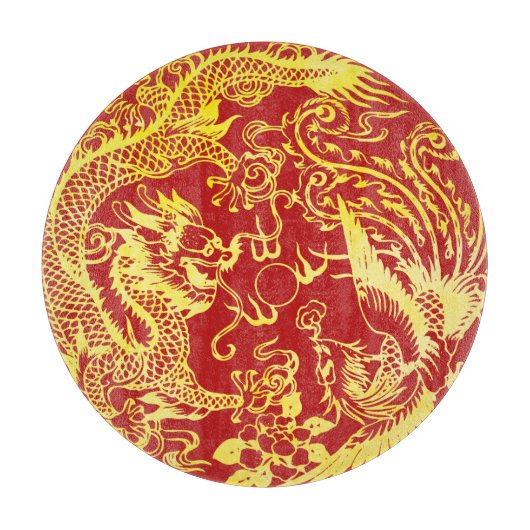 Planche À Découper Logo de mariage chinois dragon phénix (Devant)