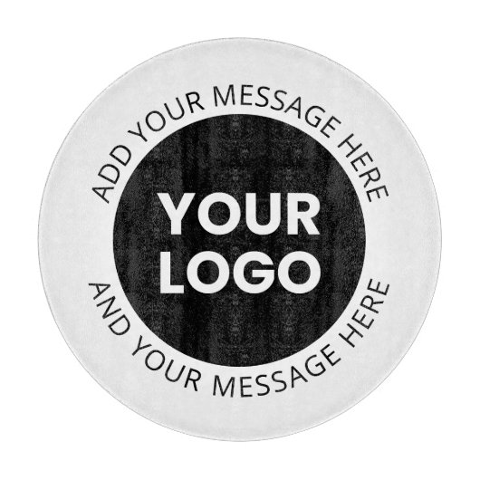 Planche À Découper Logo d'entreprise et texte modifiable blanc et noi (Devant)