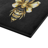 Planche À Découper Logo Faux Gold Foil Bee Polygonal sur Noir (Coin)