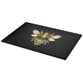 Planche À Découper Logo Faux Gold Foil Bee Polygonal sur Noir (Coin)