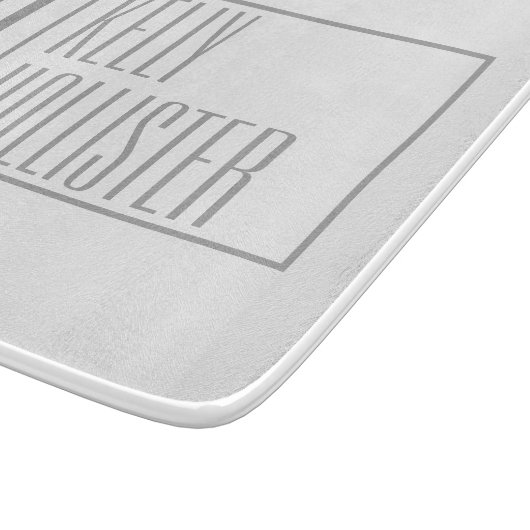 Planche À Découper Logo Moderne Grey Initiales & Nom (Coin)