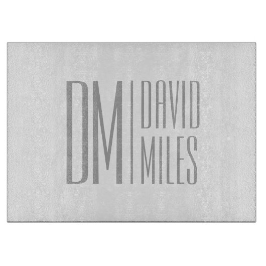 Planche À Découper Logo Stylish Minimal & Modern Grey Initiales & Nom (Devant)