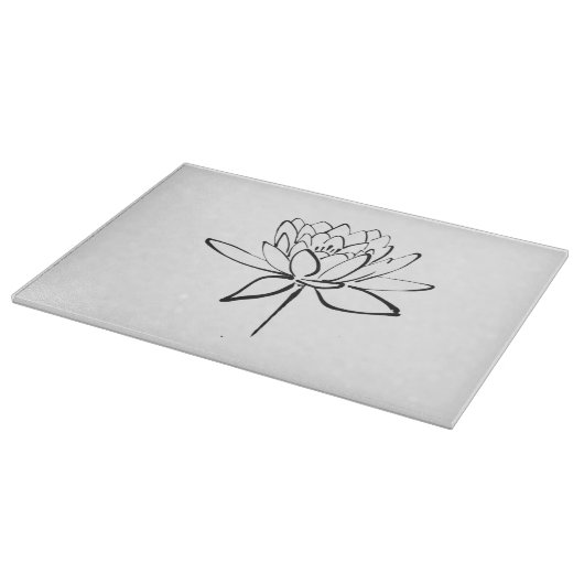 Planche À Découper Lotus Flower Black and White Ink Dessin Art (Coin)