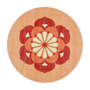 Planche À Découper Lotus Flower Mandala, Pastel Orange et Mandarin