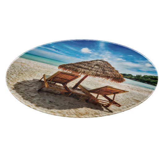 Planche À Découper Lounge on beach throw pillow (Coin)