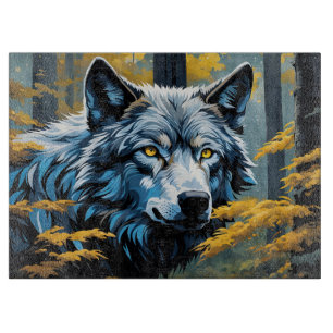 Planche À Découper Loup gris en forêt dorée