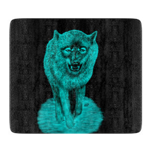 Planche À Découper Loup noir en colère dans la nuit