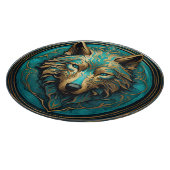 Planche À Découper Loup Turquoise et Or (Coin)