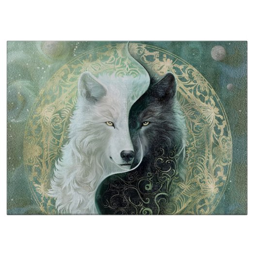 Planche À Découper Loups Yin et Yang (Devant)