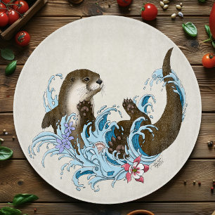 Planche À Découper Loutre de rivière fantaisiste bleue ludique éclabo