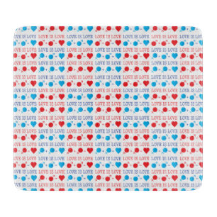 Planche À Découper LOVE est une citation LOVE en rouge et bleu