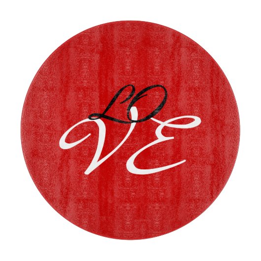 Planche À Découper Love Rouge Blanc Noir Couleur Script Calligraphie (Devant)