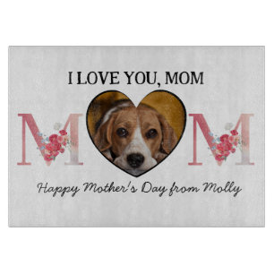 Planche À Découper Love you Maman coeur floral personnalisé chien pho