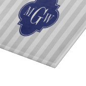 Planche À Découper Lt Grey White Stripe Marine Quatrefoil 3 Monogramm (Coin)