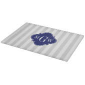 Planche À Découper Lt Grey White Stripe Marine Quatrefoil 3 Monogramm (Coin)
