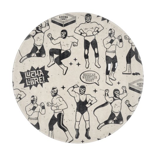 Planche À Découper Lucha Libre : motif de lutteurs mexicains (Devant)