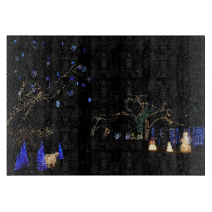 Planche À Découper Lumières de merveilleux pays d'hiver Bleu et blanc