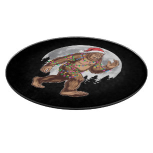 Planche À Découper Lumières de sapin de Noël Bigfoot Santa Xmas Sasqu