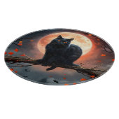 Planche À Découper Lune de chat noir d'Halloween effrayant, (Coin)