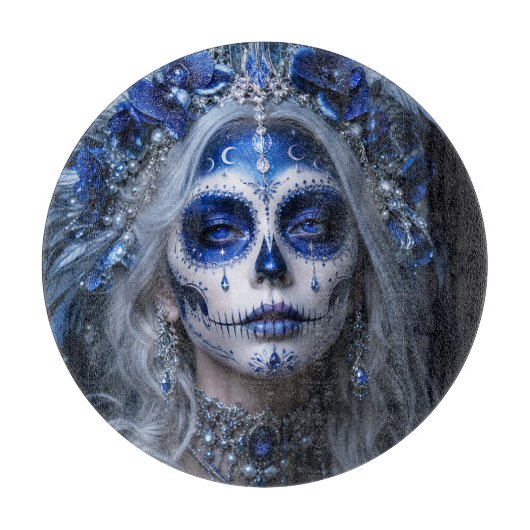 Planche À Découper Lune de saphir Calavera – Céleste Bleu (Devant)