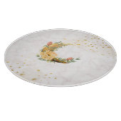 Planche À Découper Lune florale, Graphique beige et jaune (Coin)