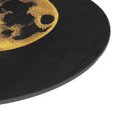 Planche À Découper Lune texturée dorée sur fond noir (Coin)
