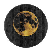 Planche À Découper Lune texturée dorée sur fond noir (Devant)