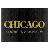 Planche À Découper Lux Gold Chicago Latitude & Longitude (Devant)