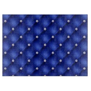 Planche À Découper Luxe Royal Blue Diamond Tufted Motif