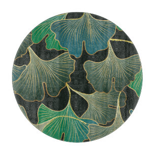 Planche À Découper Luxueux or Ginkgo, art vintage.