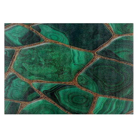 Planche À Découper Luxury Emerald Malachite Green Marble Abstract (Devant)