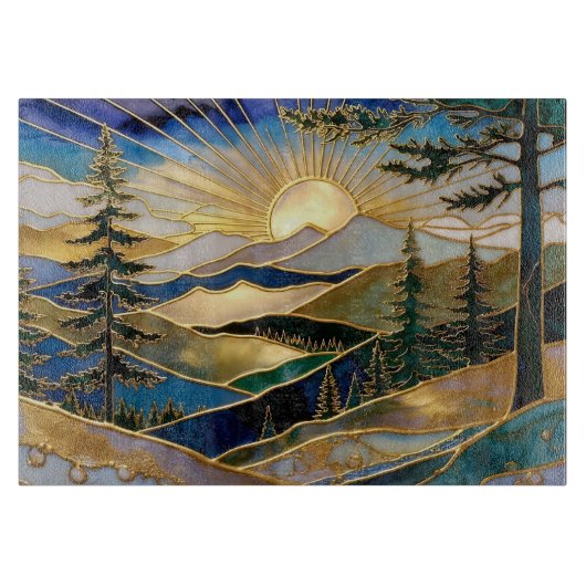 Planche À Découper Luxury Mountain Sunrise Glass Cutting Board (Devant)